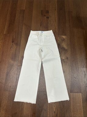 High-Rise Cropped Wide-Leg Jeans in Off-White